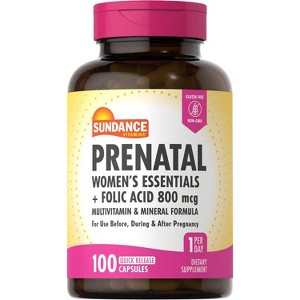 Sundance Prenatal Women's Essentials + Folic Acid Capsules, 800 mcg, 100 Ct - 1 of 4