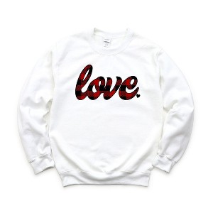 Simply Sage Market Women's Graphic Sweatshirt Buffalo Plaid Love - 1 of 3