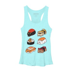 Women's Design By Humans Sushi Persian Cat By huebucket Racerback Tank Top - 1 of 3