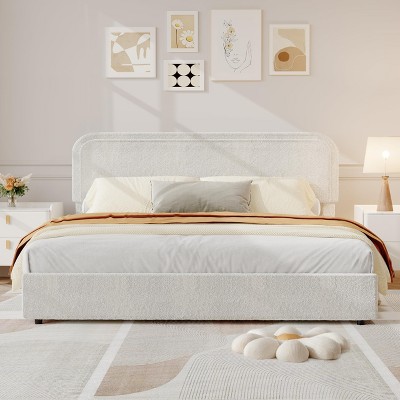 GustoWave Boucle Upholstered Bed Frame, 2 Storage Drawers