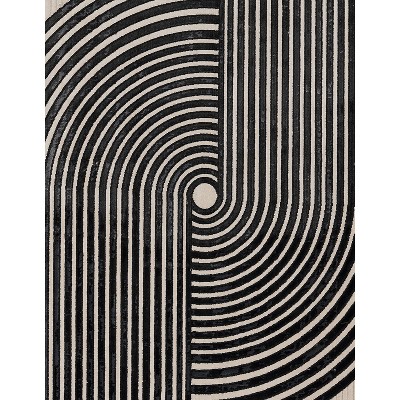 Xander Black and Ivory Geometric Rectangular Rug