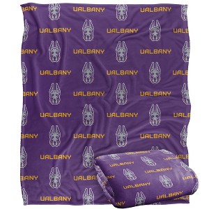 University Of Albany Logo Pattern Silky 50x60 Blanket, 1 Sided - 1 of 4