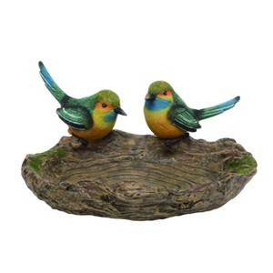 Transpac Resin 8 in. Multicolor Spring Two Birds on Rock Bird Feeder - 1 of 2
