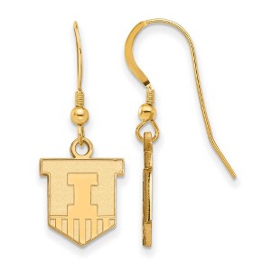 Black Bow Jewelry 14k Yellow Gold Plated Sterling Silver Illinois Fighting Illini NCAA Dangle Earrings - 1 of 3
