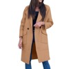 Women's Fashion Faux Fur Lapel Double-Breasted Thick Wool Trench Coat Winter Warm Jacket - 2 of 4