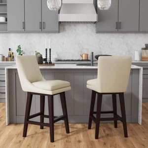 Villanova Swivel Bar Stool with Beige PU in Espresso (2 Per Carton) - 1 of 4