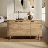 LuxenHome Sideboard Buffet Cabinet with Storage, 53'' Wide Mid Century Modern Natural Oak Manufactured Wood Accent Cabinet with 3-Door - 4 of 4