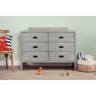 Cottage Grey Farmhouse 6-Drawer Double Dresser for Nursery