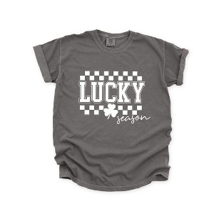 Simply Sage Market Women's Lucky Season Checkered Short Sleeve Garment Dyed Tee - 1 of 4