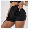 Womens Athletic Shorts Work Out Short with Linner High Waist Shirred Shorts with Pocket Tennis Skorts with Bulit-in Shorts - 2 of 4