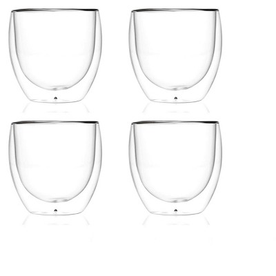 8.5oz Double Wall Insulated Glass Coffee Mugs Set of 4
