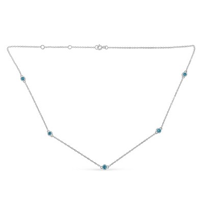 Haus of Brilliance Sterling Silver 1/2 Treated Blue Diamond By Yard Necklace