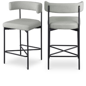 Meridian Furniture,Rivage Light Grey Durable Linen Textured Fabric Stool, Set of 2 - 1 of 4