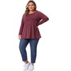 Agnes Orinda Women's Plus Size Pleated Crew Neck Long Sleeve Soft Casual Tunic T Shirt - 3 of 4