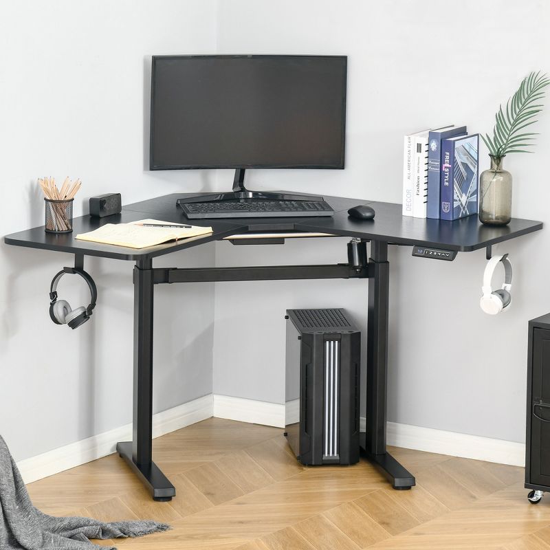 Vinsetto 65.75" Adjustable Height Standing Desk, V-Shaped Computer Desk Workstation for Home, Office, 2 of 7