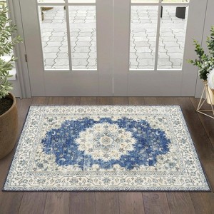 Area Rug Washable Low Pile Carpet with Non-Slip Rubber Backing, Foldable Traditional Rug for Bedroom, Dining Room, Office Living Room - 1 of 4