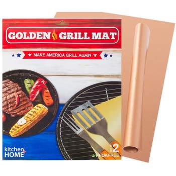 Kitchen + Home Golden Grill Mats - Non-Stick Reusable Grilling Liners - Set of 2