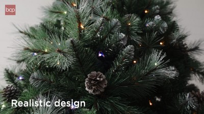 7.5ft Frosted Scotch Pine Christmas Tree with Multicolor LED Lights