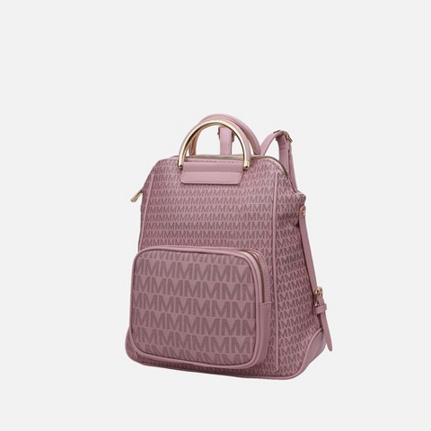 MKF Collection June Vegan Leather Travel Backpack M Logo Printed by Mia K - Lavender