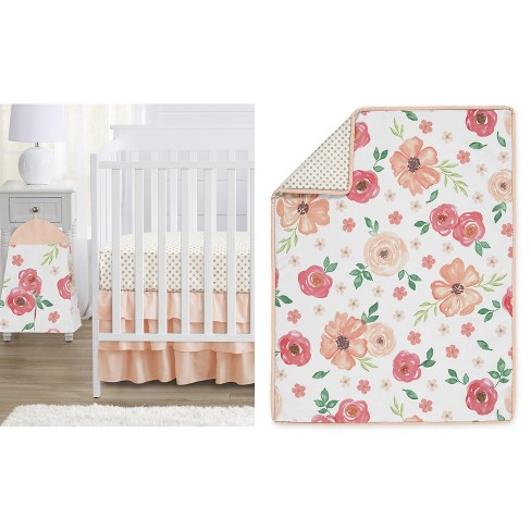 Sweet jojo designs store watercolor floral crib blanket