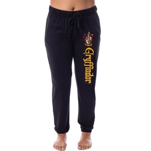 Harry Potter Womens' Hogwarts House Gryffindor Sleep Jogger Pajama Pants Black - 1 of 3