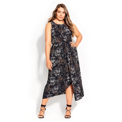 City Chic| Women's Plus Size Linear Print Dress - Black - 12 Plus : Target