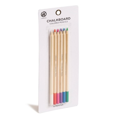 U Brands Chalkboard Colored Pencils, Assorted Colors, Ages 12+, 6 Count,  590U