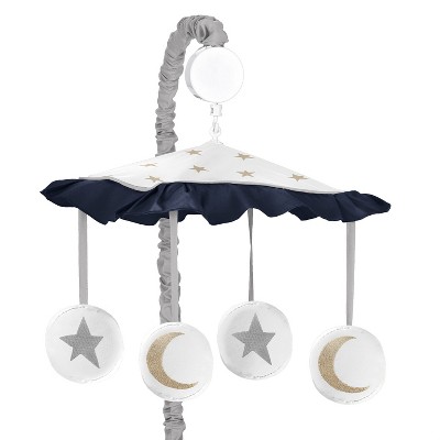 Image of Sweet Jojo Designs Boy, Girl, Unisex/Gender Neutral Musical Crib Mobile Celestial Blue, Gold and  Grey