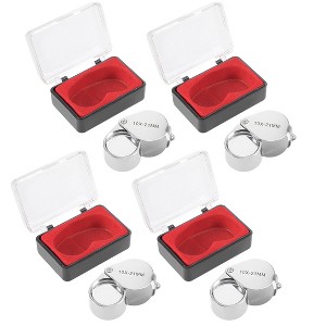Unique Bargains Mini Microscope Jewelers Powerful Doublet Magnifying Glass 10 X 21 mm Silver 4pcs - 1 of 4