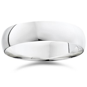 Pompeii3 6mm Dome High Polished Wedding Band 10K White Gold - 1 of 2