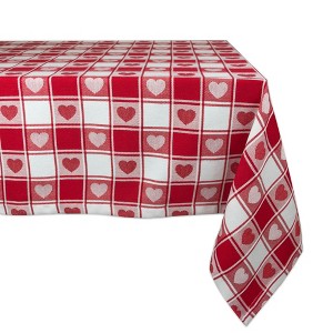 Design Imports  Hearts Woven Check Tablecloth 60X84 - 1 of 4