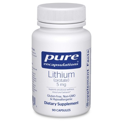 Pure Encapsulations Lithium Orotate 5 mg - with N-Acetyl-L-Cysteine (NAC) for Memory & Brain Behavior* - Gluten Free & Non-GMO