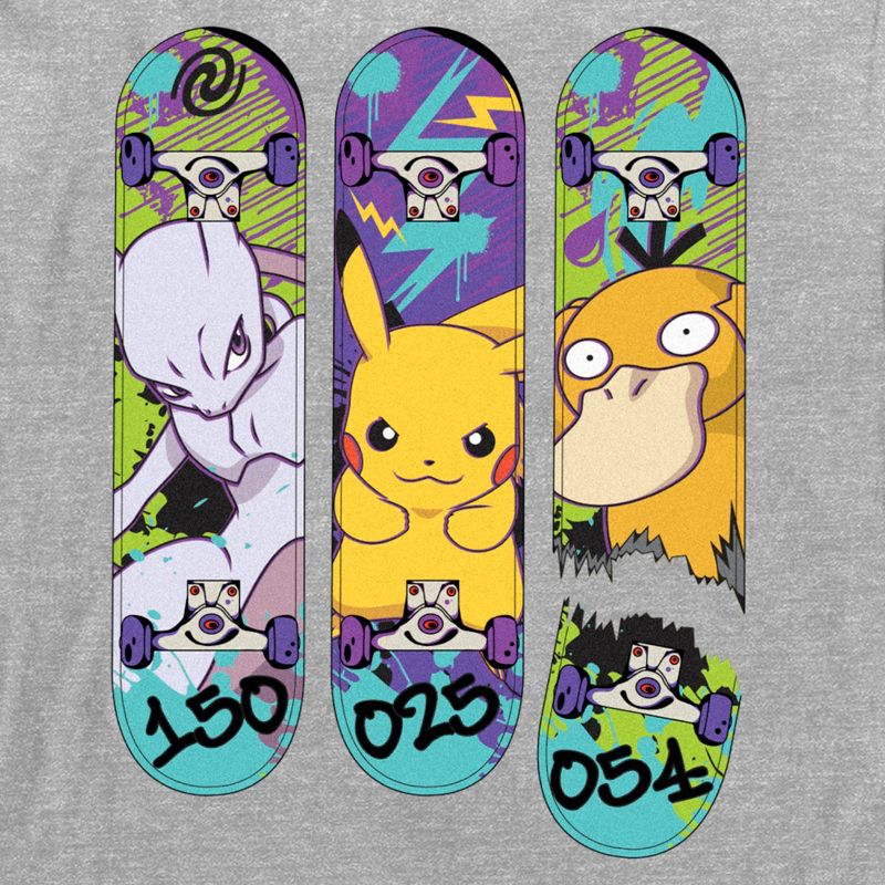 Men's Pokemon Mewtwo, Pikachu, and Psyduck Skateboard Decks Long Sleeve Shirt, 2 of 5