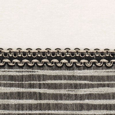 White Cotton Bath Towel with Black and Silver Border