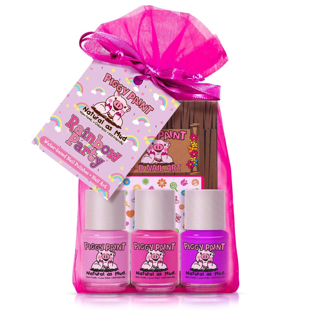 Piggy Paint Nail Polish Set - Rainbow Party - 3pk/0.25 fl oz each + 1 Nail Art