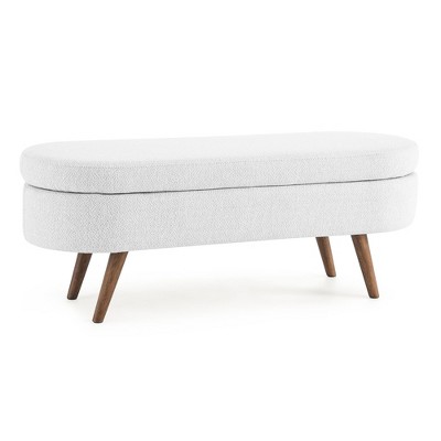 NicBex Storage Ottoman Bench for Bedroom,Oval Storage Bench with Rubber Wood Legs,Ottoman for Living Room,Bedroom,Entryway