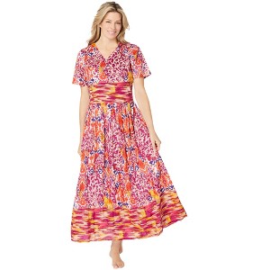 Only Necessities Women's Plus Size Long Crinkle Cotton Lounger - 1 of 4