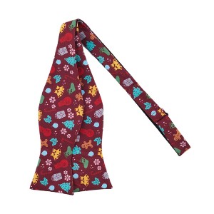 Jacob Alexander Men's Christmas Tree Décors Snowman Gingerbread Gifts Snowflakes Traditional Freestyle Self-Tie Bow Tie - 1 of 3