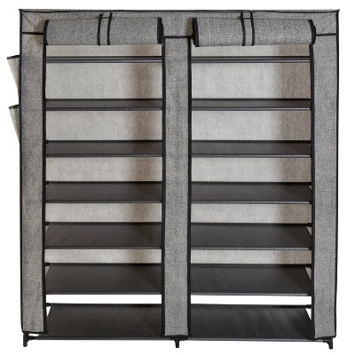 60.6 H 48-Pair 8-Tier Gray Plastic Shoe Rack