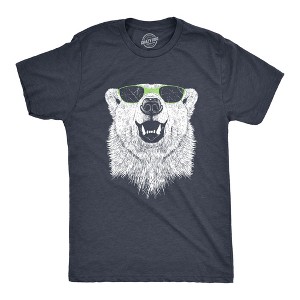 Mens Polar Bear Wearing Sunglasses T Shirt Funny Zoo Animal Graphic Tee - Crazy Dog Men's T Shirt - 1 of 4