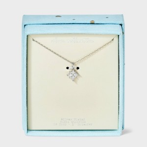 Silver Plated Cubic Zirconia Marquis Pendant Necklace - A New Day™ Silver - 1 of 4