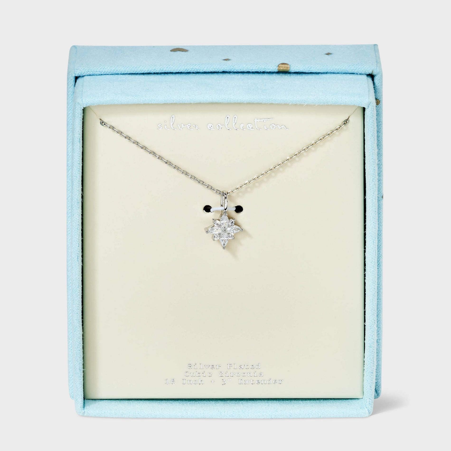 Silver Plated Cubic Zirconia Marquis Pendant Necklace - A New Day™ Silver