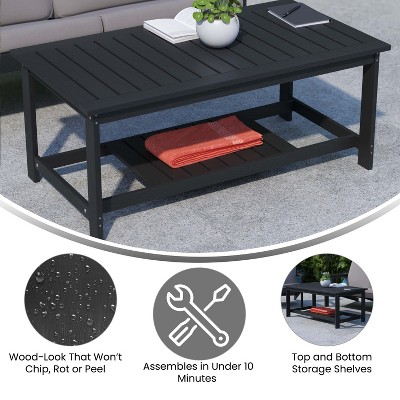 Charlestown Black Poly Resin Two Tiered Coffee Table