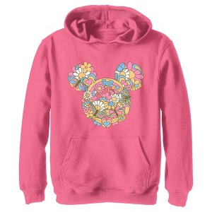 Boy's Mickey & Friends Flowers and Butterflies Ears Pull Over Hoodie - 1 of 3