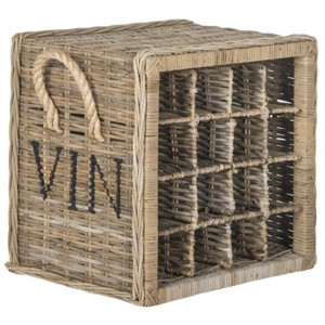 Aziza 16 Bottle Wicker Wine Rack - SEA7016 - Grey - Safavieh - 1 of 4
