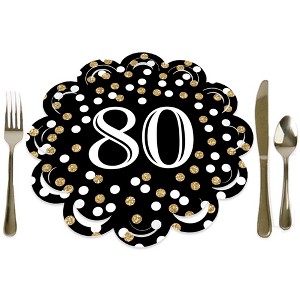 Big Dot of Happiness Adult 80th Birthday - Gold - Birthday Party Round Table Decorations - Paper Chargers - Place Setting For 12 - 1 of 4