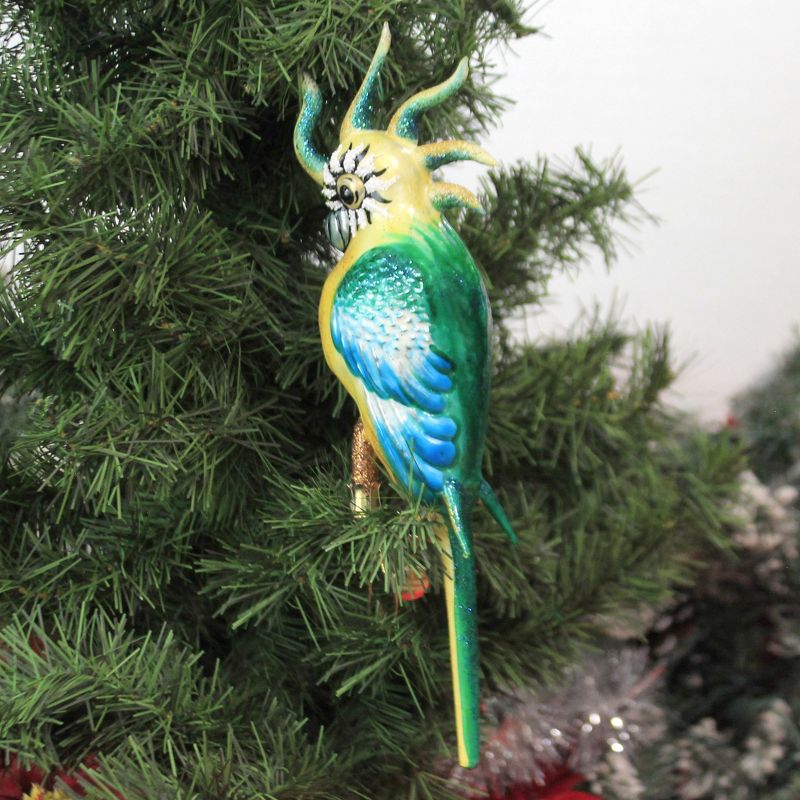 Morawski 10.75 In Turquoise Teal Feathered Parrot Ornament Tropical Bird Macaw Tree Ornaments, 2 of 4