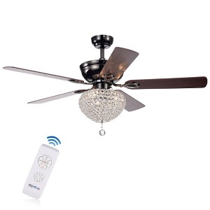 Warehouse Of Tiffany Taliko Black 52" 3-Light Lighted Ceiling Fan 2 Color with Remote Control - 1 of 3