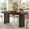 SpassWay 30"H Design Oval Wood Dining Table Kitchen Table Conference Table Gathering Table with Double Pedestal Black/Walnut/Natural Wood - 2 of 4