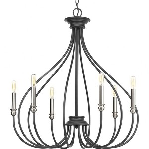 Progress Lighting Whisp 6-Light Chandelier, Graphite Finish, Scrolled Frame, Incandescent Bulbs, Canopy Included - 1 of 4